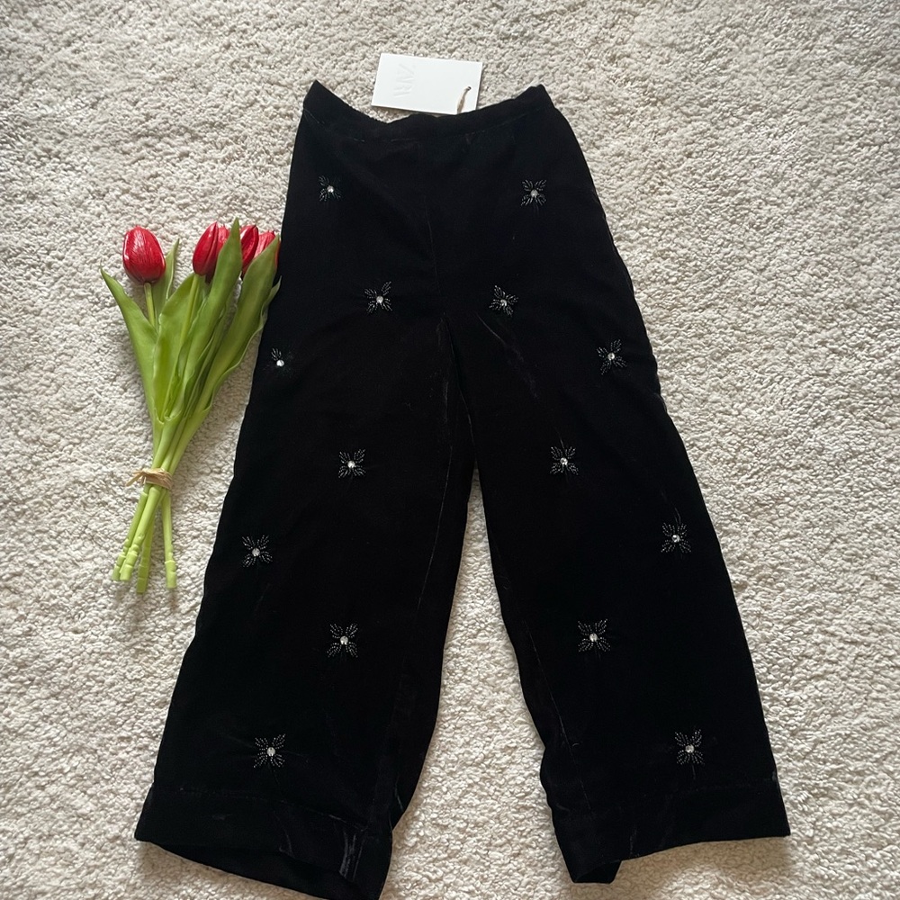 Europe-bought Zara Black Kids Bottoms with Star Embroidery